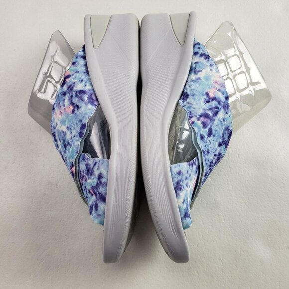 Bzees Sahara Wedge Sandal Womens 7.5 Blue Fabric Slip On Comfort Slide Open Toe - Picture 6 of 12